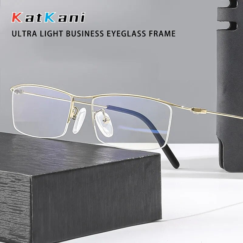 KatKani Unisex Semi Rim Square Titanium Eyeglasses 6688 Semi Rim KatKani Eyeglasses   