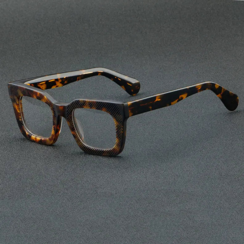 CCspace Unisex Full Rim Square Acetate Eyeglasses 56911 Full Rim CCspace C2Leopard