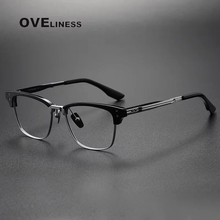 Oveliness Unisex Full Rim Square Acetate Titanium Eyeglasses 614132