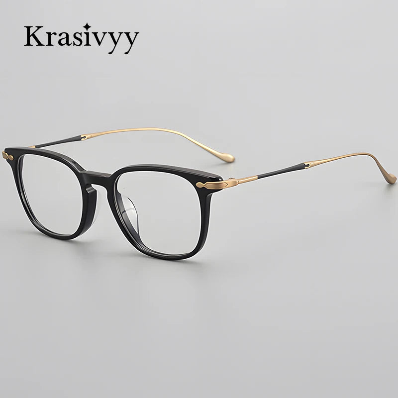 Krasivyy Unisex Full Rim Square Acetate Titanium Eyeglasses 65888 Full Rim Krasivyy