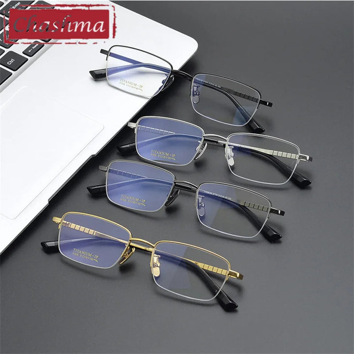 Chashma Ochki Women's Semi Rim Square Titanium Eyeglasses 91039 Semi Rim Chashma Ochki