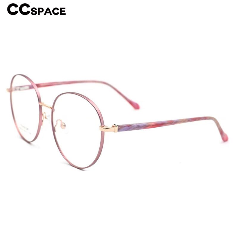 CCspace Unisex Full Rim Round Titanium Alloy Acetate Eyeglasses 56090 Full Rim CCspace