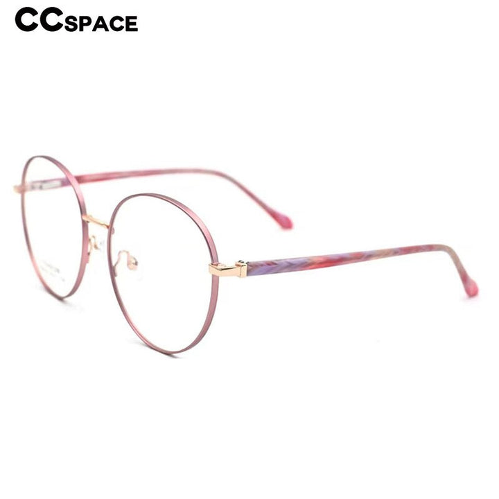CCspace Unisex Full Rim Round Titanium Alloy Acetate Eyeglasses 56090 Full Rim CCspace