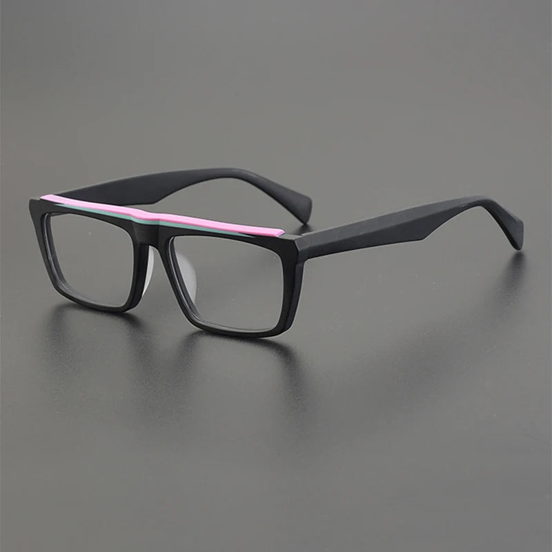 Gatenac Unisex Full Rim Square Frosted Acetate Eyeglasses Gxyj1208 Full Rim Gatenac Frosted Pink