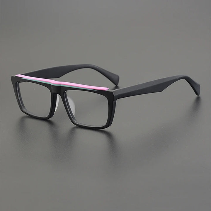 Gatenac Unisex Full Rim Square Frosted Acetate Eyeglasses Gxyj1208 Full Rim Gatenac Frosted Pink