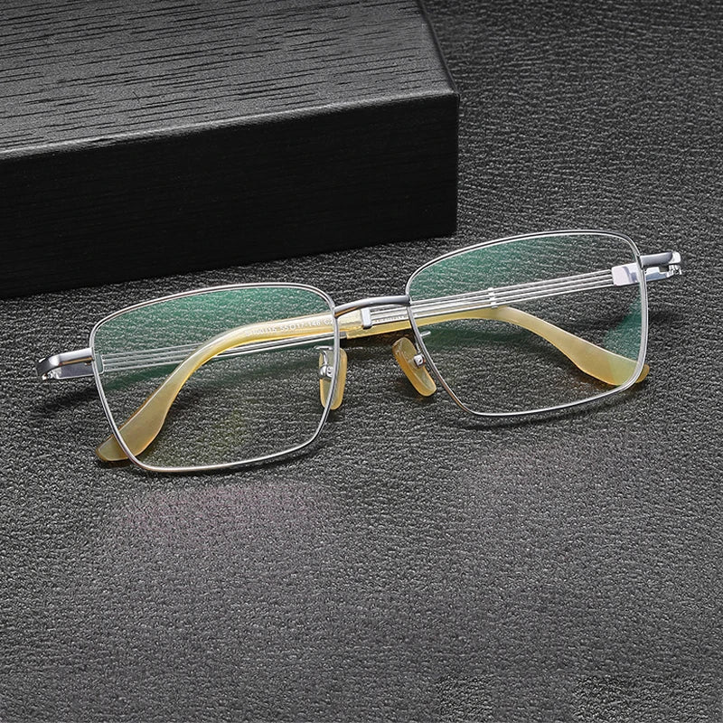 Gatenac Unisex Full Rim Square Titanium Horn Temple Eyeglasses Gxy1497 Full Rim Gatenac