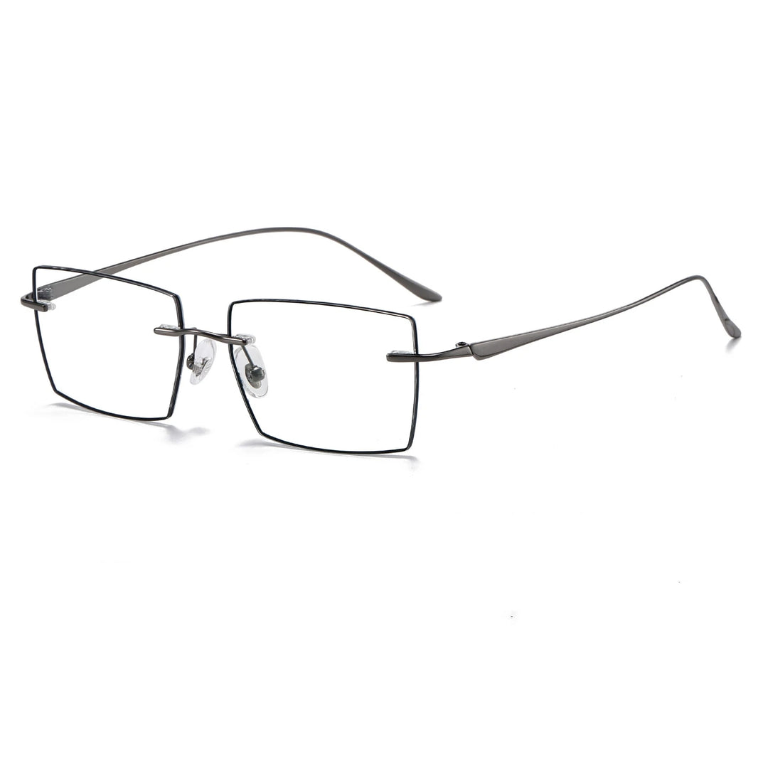 Yimaruili Unisex Rimless Polygon Square Titanium Eyeglasses 660398