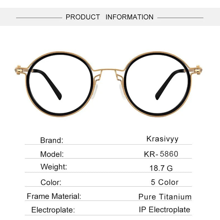 Krasivyy Men's Full Rim Round Titanium Acetate Eyeglasses Kr5860 Full Rim Krasivyy   