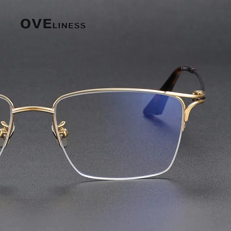 Oveliness Unisex Semi Rim Square Titanium Acetate Eyeglasses 81002 Semi Rim Oveliness