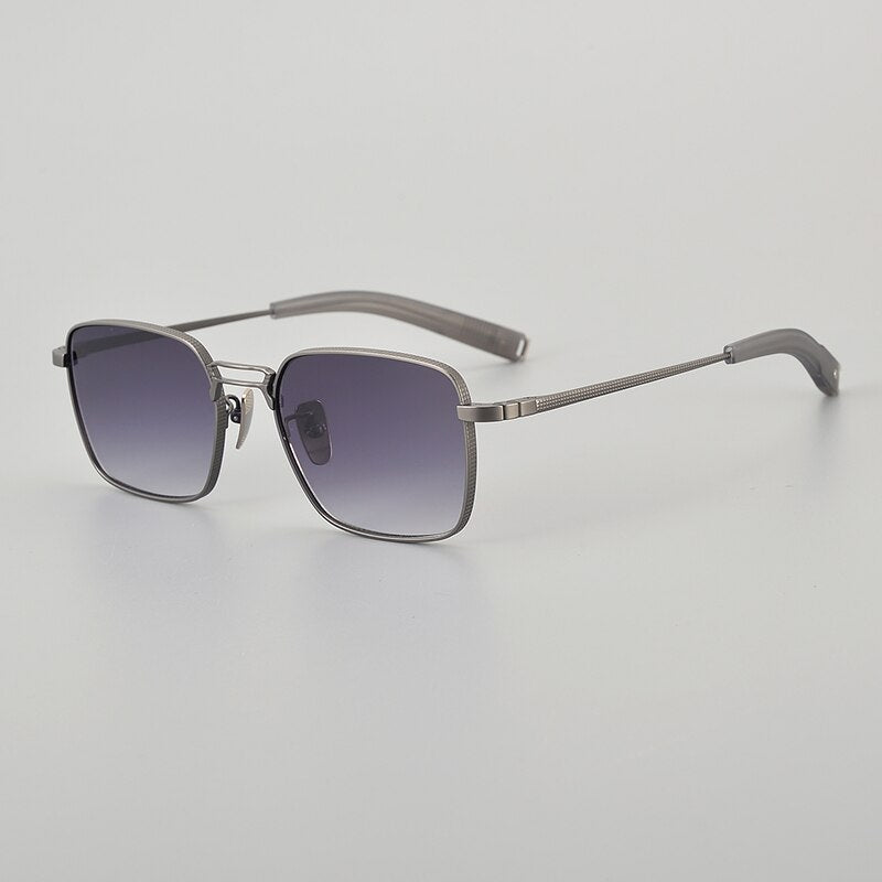 Muzz Unisex Full Rim Square Titanium Acetate Sunglasses Sunglasses Muzz Gray  