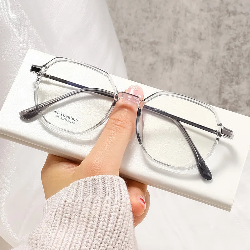 Xbora Women's Full Rim Polygon Square Tr 90 Titanium Eyeglasses 9915