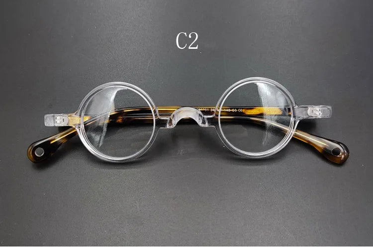 Yujo Unisex Full Rim Small Round Acetate Fiber Eyeglasses 3134 Full Rim Yujo C2 CHINA