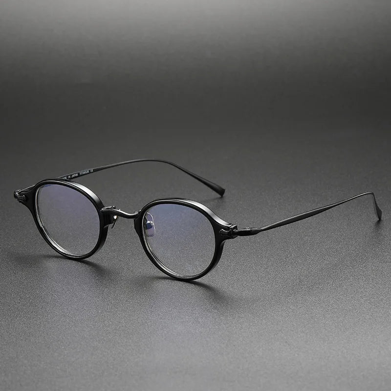 Black Mask Unisex Full Rim Oval Round Titanium Acetate Eyeglasses 34182