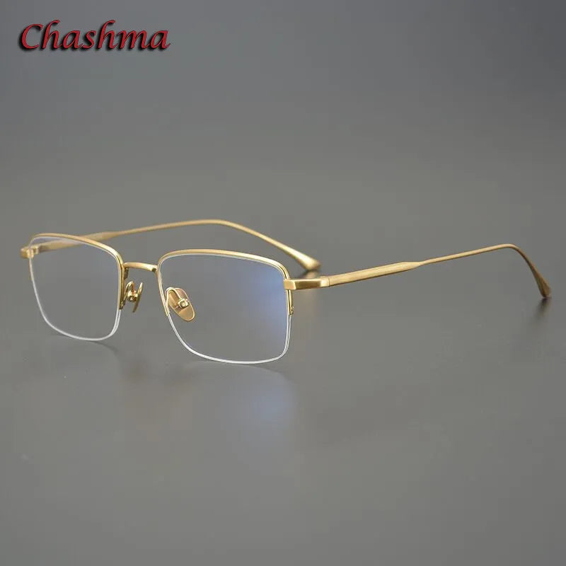 Chashma Ochki Men's Semi Rim Square Titanium Eyeglasses 1015 Semi Rim Chashma Ochki