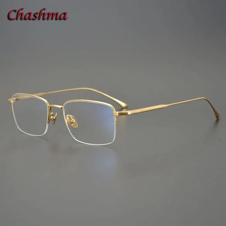 Chashma Ochki Men's Semi Rim Square Titanium Eyeglasses 1015 Semi Rim Chashma Ochki