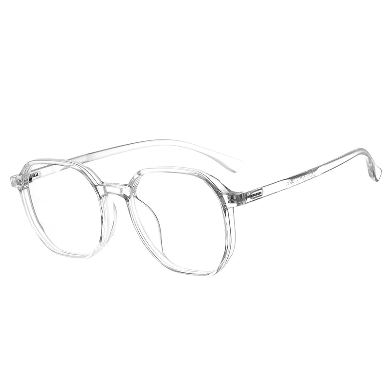 Bclear Unisex Full Rim Polygon Tr 90 Titanium Eyeglasses 90303 Full Rim Bclear Transparent