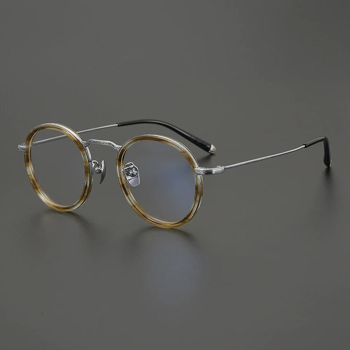 Gatenac Women's Full Rim Oval Round Acetate Titanium Eyeglasses G1288