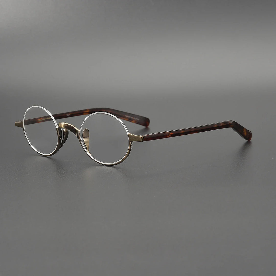 Aror Women's Semi Rim Round Titanium Acetate Eyeglasses 49480 Semi Rim Aror Dark Brown CN