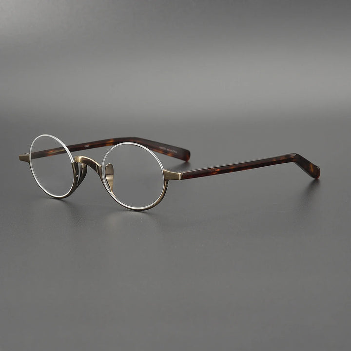 Aror Women's Semi Rim Round Titanium Acetate Eyeglasses 49480 Semi Rim Aror Dark Brown CN