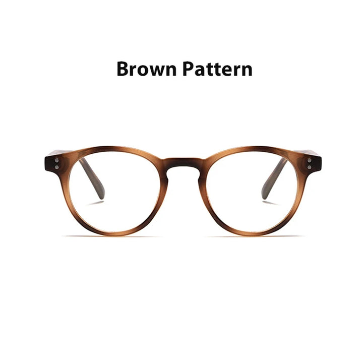Kocolior Unisex Full Rim Round Acetate Hyperopic Reading Glasses 3313 Reading Glasses Kocolior Pattern Brown 0