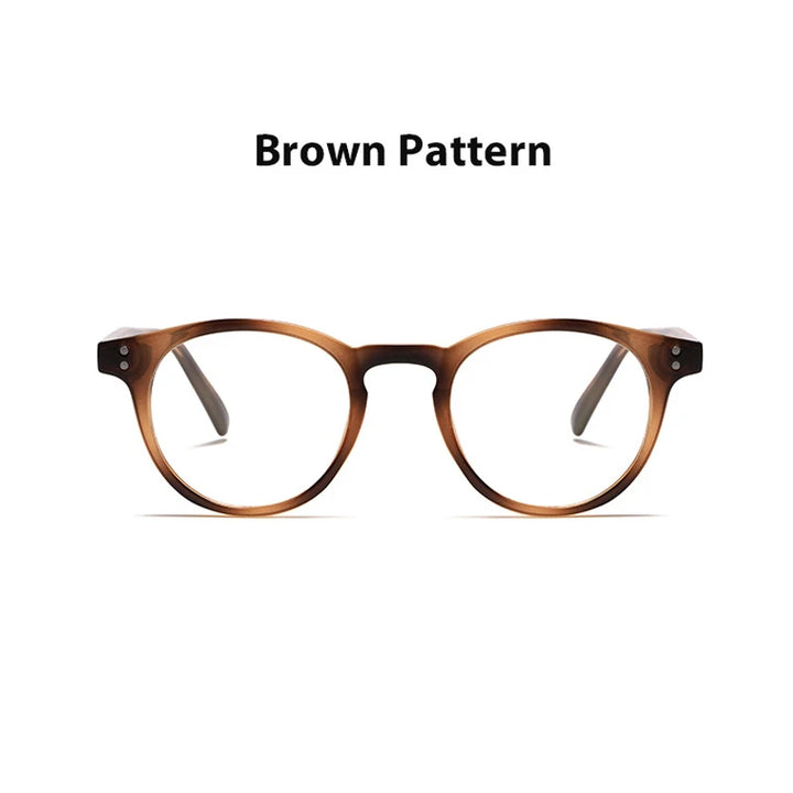 Kocolior Unisex Full Rim Round Acetate Hyperopic Reading Glasses 3313 Reading Glasses Kocolior Pattern Brown 0 