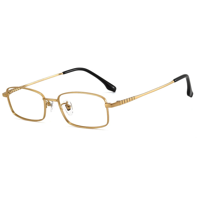 Bclear Unisex Full Rim Square Small Titanium Eyeglasses 86693 Full Rim Bclear Gold