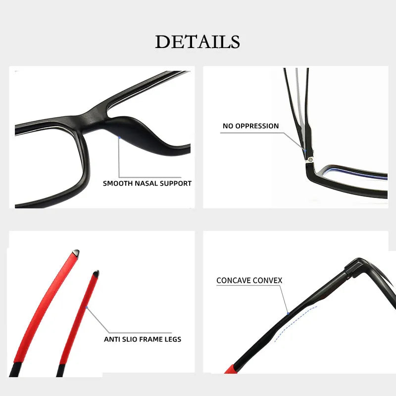 Kocolior Unisex Full Rim Square Tr 90 Aluminium Hyperopic Reading Glasses 5832 Reading Glasses Kocolior