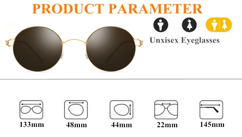 Black Mask Unisex Full Rim Round Screwless Titanium Sunglasses 28609 Sunglasses Black Mask   