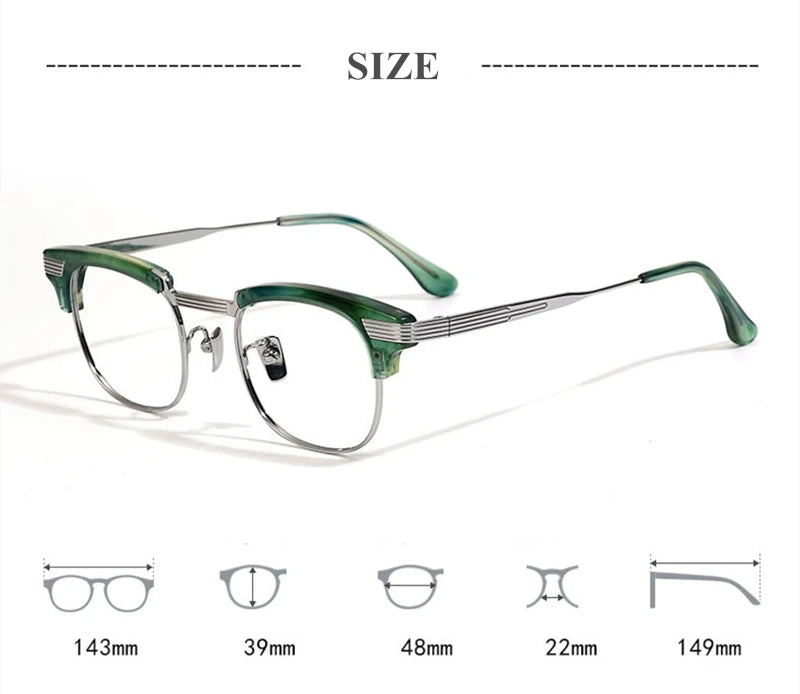 Black Mask Unisex Full Rim Oval Square Titanium Acetate Eyeglasses 42909 Full Rim Black Mask