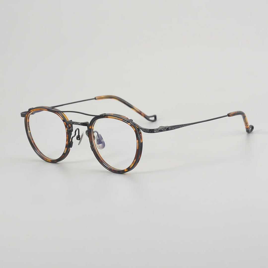 Muzz Unisex Full Rim Oval Double Bridge Titanium Acetate Eyeglasses 54915
