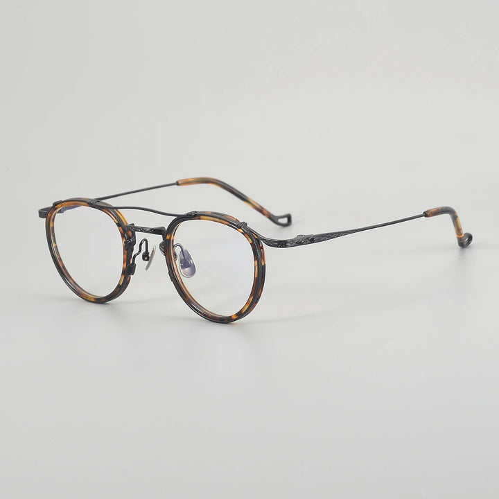 Muzz Unisex Full Rim Oval Double Bridge Titanium Acetate Eyeglasses 54915