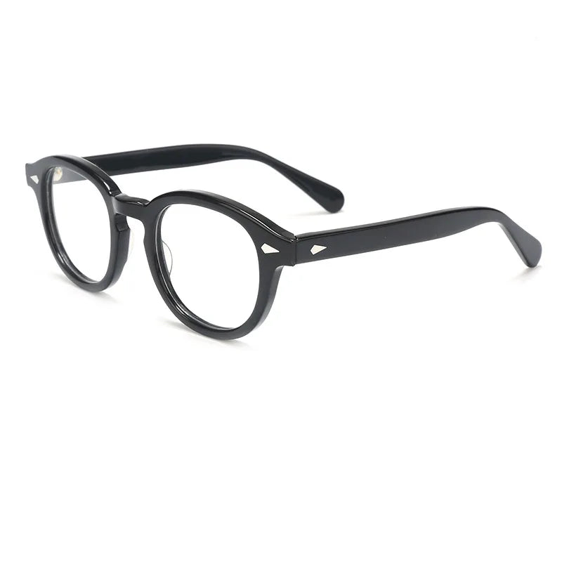 Hdcrafter Unisex Full Rim Oval Square Acetate Eyeglasses 3 Sizes 80122 Full Rim Hdcrafter Eyeglasses Glossy-Black-49MM