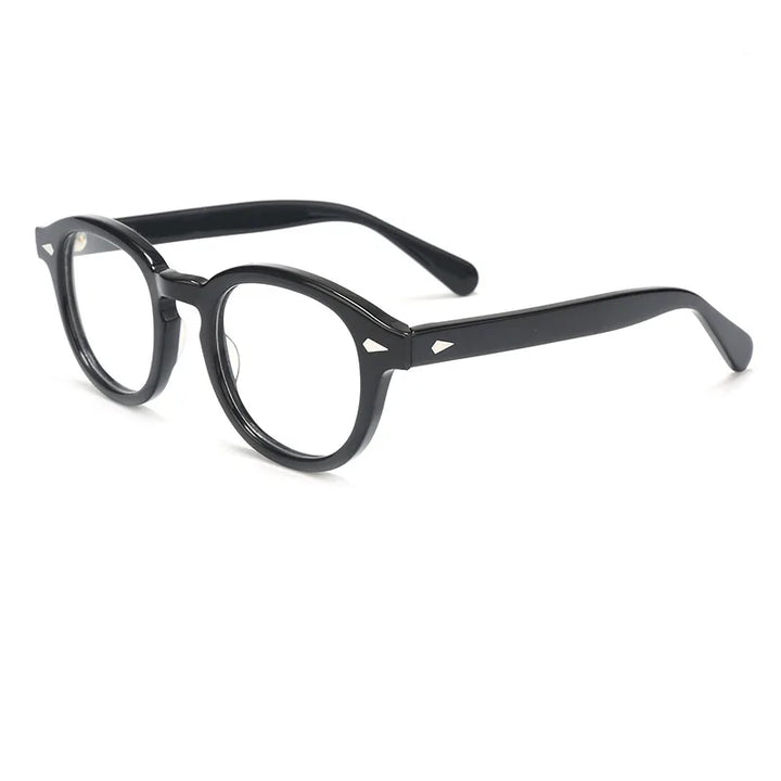 Hdcrafter Unisex Full Rim Oval Square Acetate Eyeglasses 3 Sizes 80122 Full Rim Hdcrafter Eyeglasses Glossy-Black-49MM