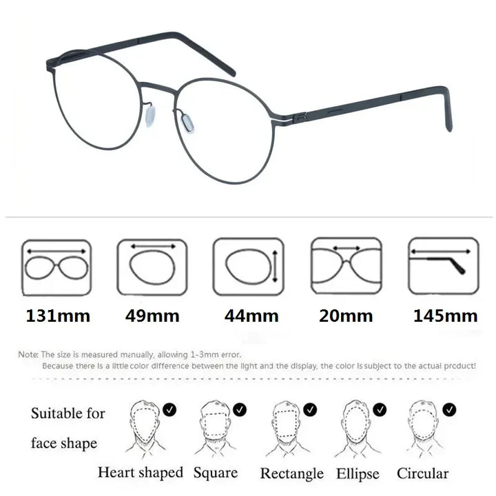 Aimee Women's Full Rim Round Screwless Titanium Eyeglasses 13149