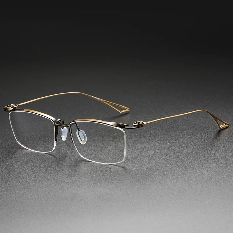 Aimee Unisex Semi Rim Square Brow Line Titanium Eyeglasses 3817 Semi Rim Aimee Bronze