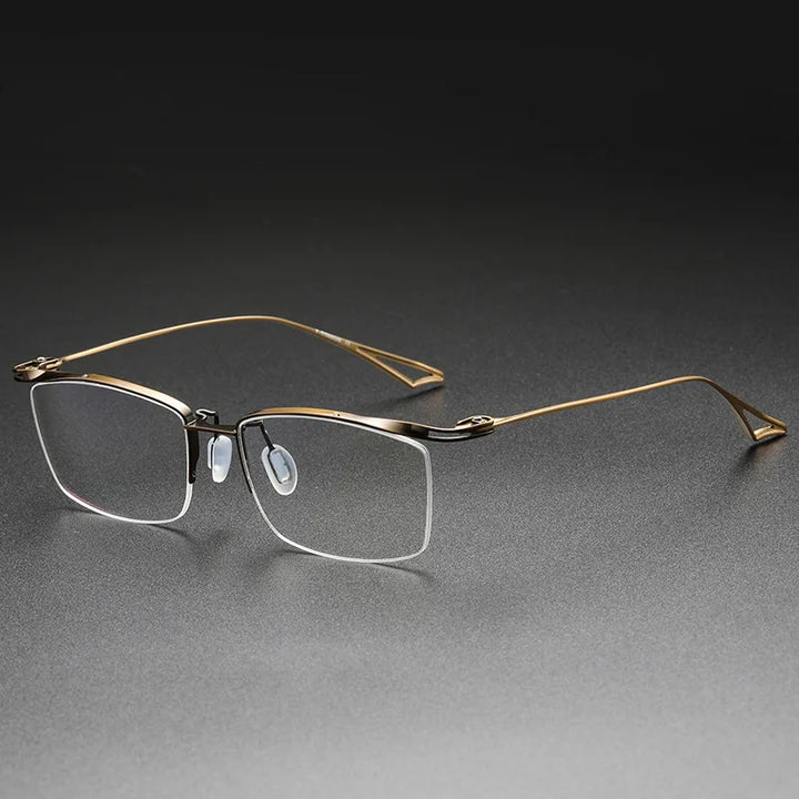 Aimee Unisex Semi Rim Square Brow Line Titanium Eyeglasses 3817 Semi Rim Aimee Bronze
