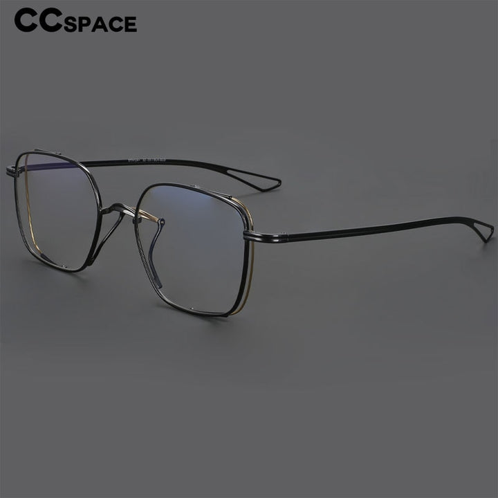 CCspace Unisex Full Rim Square Hand Crafted Titanium Eyeglasses 55921 Full Rim CCspace