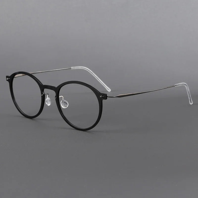 Black Mask Unisex Full Rim Round Titanium Acetate Eyeglasses 16541