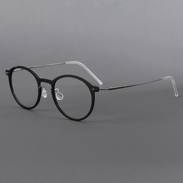 Black Mask Unisex Full Rim Round Titanium Acetate Eyeglasses 6541 Full Rim Black Mask Black