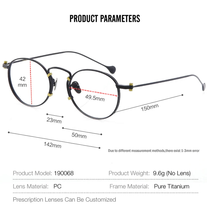 Muzz Unisex Full Rim Round Titanium Eyeglasses 19068 Full Rim Muzz