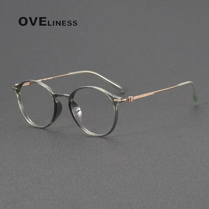 Oveliness Women's Full Rim Round Acetate Titanium Eyeglasses 8668