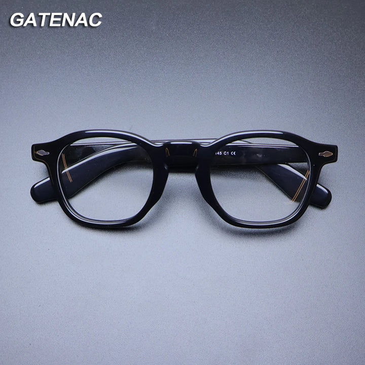 Gatenac Unisex Full Rim Square Acetate Eyeglasses Gxyj1201 Full Rim Gatenac