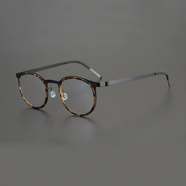 Black Mask Women's Full Rim Round Acetate Titanium Eyeglasses 199704