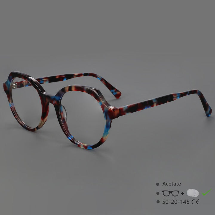 CCspace Unisex Full Rim Irregular Round Acetate Eyeglasses 55911 Full Rim CCspace TortoiseshellBlue China
