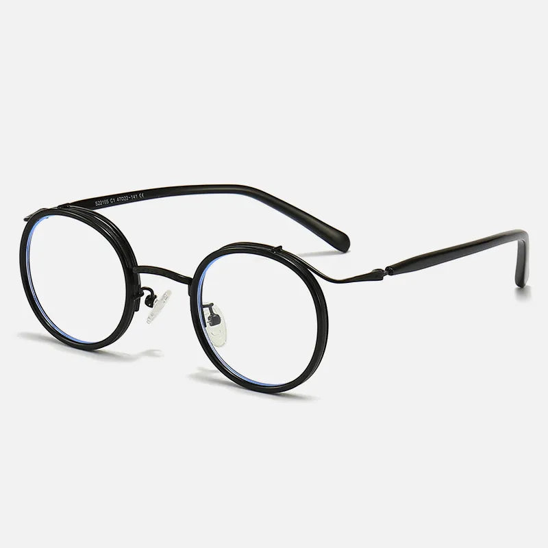 Kocolior Unisex Full Rim Round Acetate Alloy Hyperopic Reading Glasses 22105 Reading Glasses Kocolior Black 0