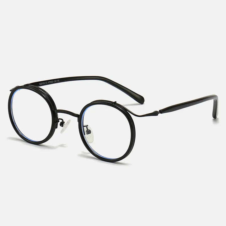 Kocolior Unisex Full Rim Round Acetate Alloy Hyperopic Reading Glasses 22105 Reading Glasses Kocolior Black 0
