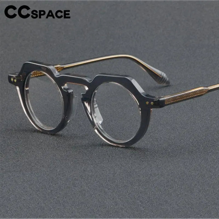 CCspace Women's Full Rim Flat Top Round Acetate Eyeglasses 56936 Full Rim CCspace