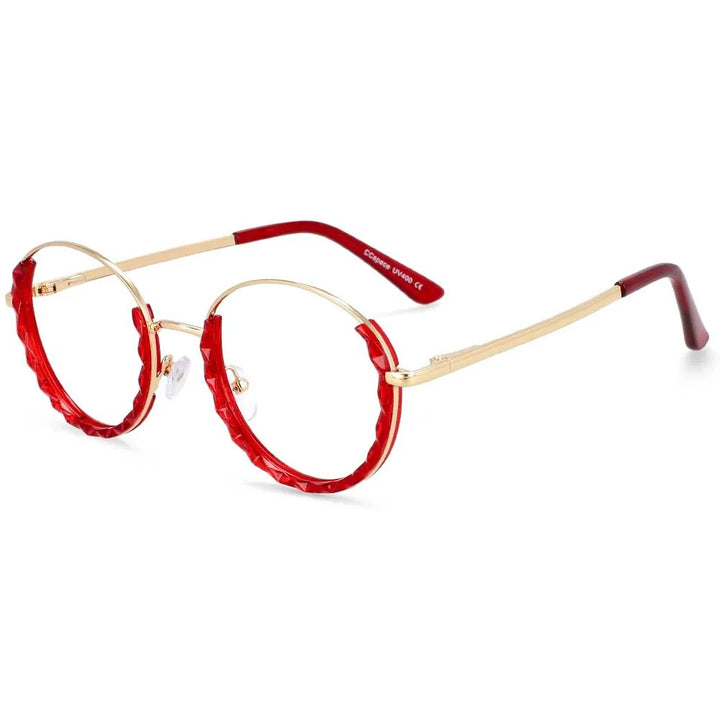 CCspace Women's Full Rim Round Hyperopic Alloy  Reading Glasses R51012 Reading Glasses CCspace Red China 0