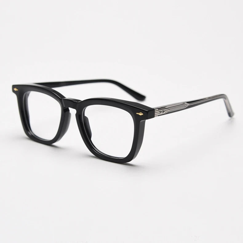 Black Mask Unisex Full Rim Square Acetate Eyeglasses 98624 Full Rim Black Mask Black  