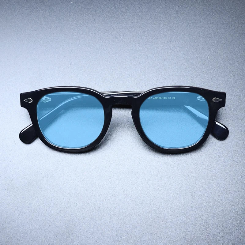 Gatenac Unisex Full Rim Square Polarized Acetate Sunglasses Mo14 Sunglasses Gatenac Black Blue